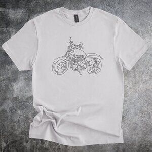 Classic Line Art Motorcycle Graphic Tshirt Retro Rider Style Shirt